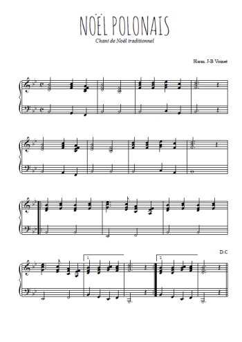Téléchargez l'arrangement pour piano de la partition de Noël polonais en PDF